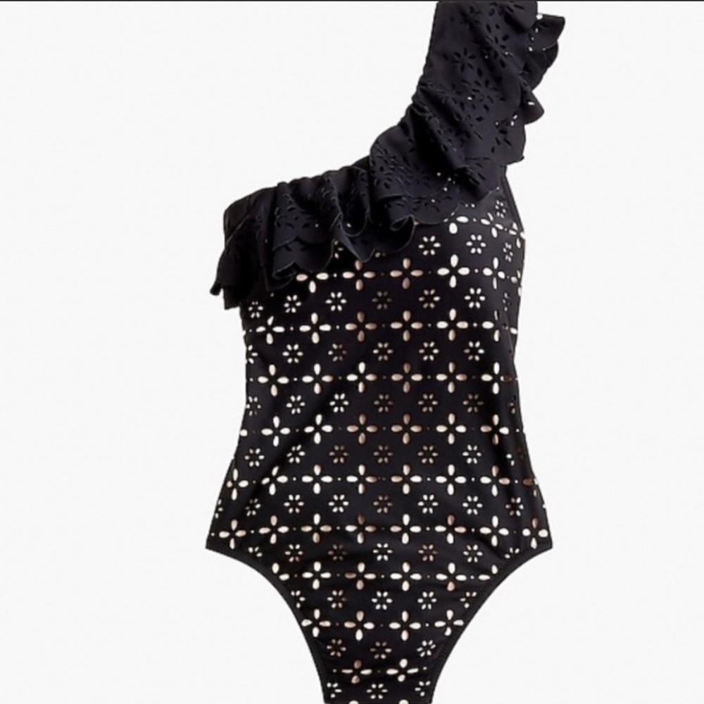 Jcrew Scalloped One Shoulder Laser Cut Eyelit Swimsuit - Women’s 10 - NWT